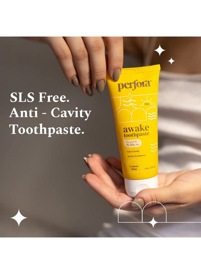 Perfora Awake Toothpaste - Lemon Mint, 300G (3X 100G) | Active Freshness Cavity Prevention | Vitamin Enriched Sls & Fluoride Free Tooth Paste |N-Ha For Teeth Remineralisation |Healthy Gums & Oral Care - Image 2