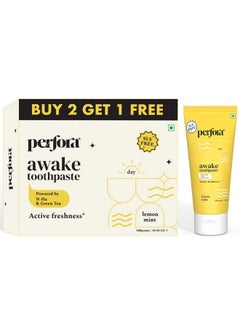 Perfora Awake Toothpaste - Lemon Mint, 300G (3X 100G) | Active Freshness Cavity Prevention | Vitamin Enriched Sls & Fluoride Free Tooth Paste |N-Ha For Teeth Remineralisation |Healthy Gums & Oral Care  - Image 1