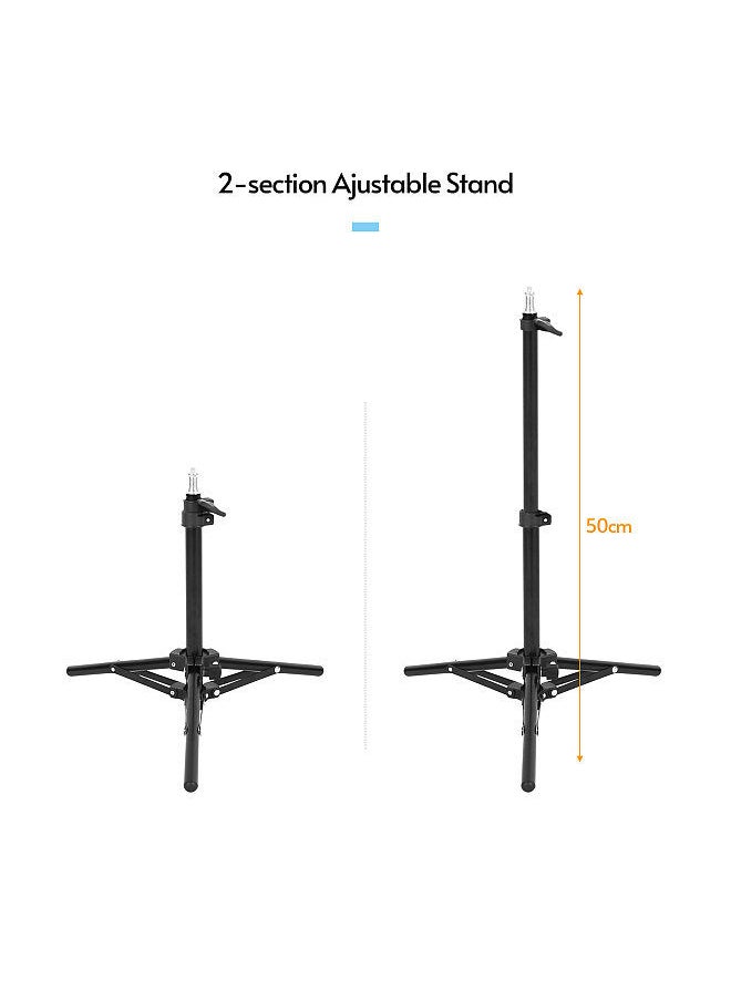 Generic - Adjustable Video Light Stand Tripod Stand 2-section 50cm Payload 1.5KG with Universal 1/4-inch Interface for Video LED Light Phone Holder Camera - Image 1