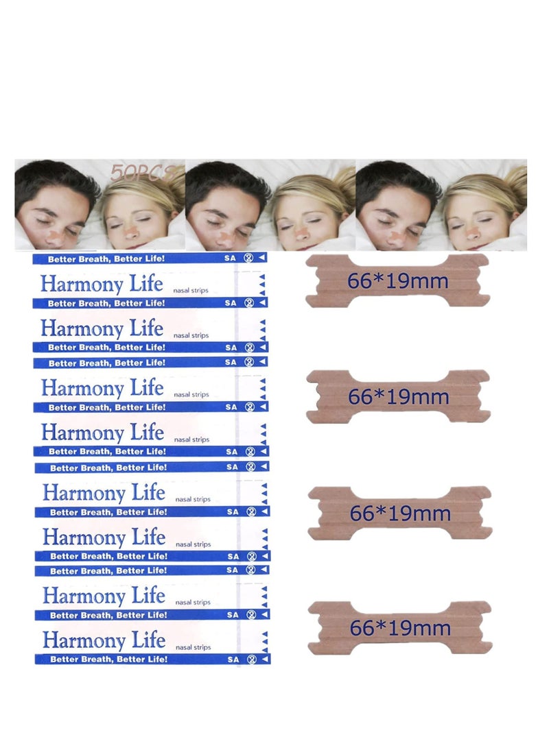 50 PCS Count Better Breath Nasal Strips, Good Sleeping Nasal Pads, Anti Snoring Patch Large (66mmBeibi 19mm) - Image 1
