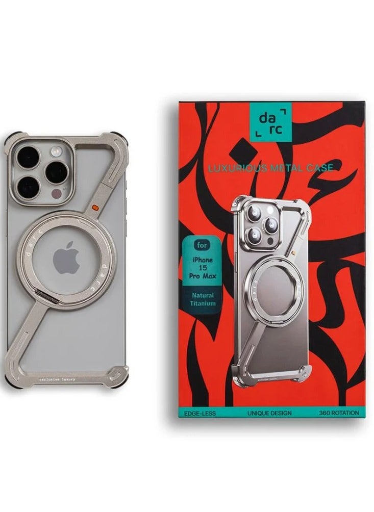 darc iPhone 15 Pro Z Case Reinforced and Sleek with MagSafe and Stand Titanium Color  - Image 3