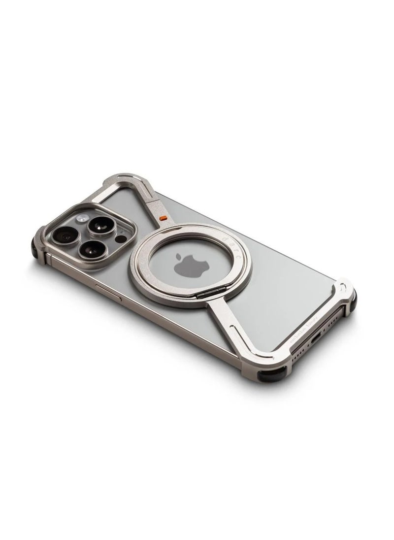 darc iPhone 15 Pro Z Case Reinforced and Sleek with MagSafe and Stand Titanium Color  - Image 2
