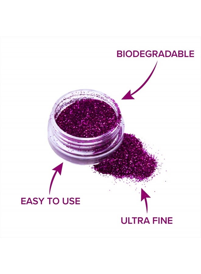 NYK1 Biodegradable Glitter for Gel Nail Art Pots Set, Ultra FINE DUST Powder, Face Paint Makeup, Hair, Shellac Nail Polish Craft, Festival Party Colors | Brush Body Tattoos Make Up Sets for Kids Children - Image 2