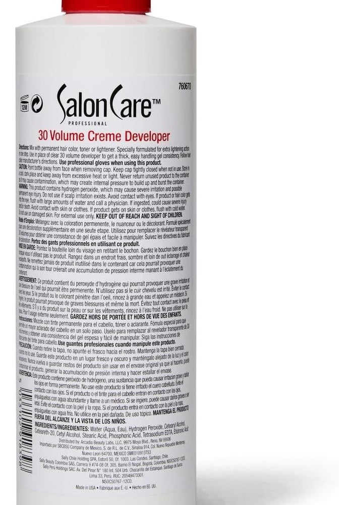 Salon Care 30 Volume Creme Developer - Extra Lift Formula, 16 Ounce - Image 2