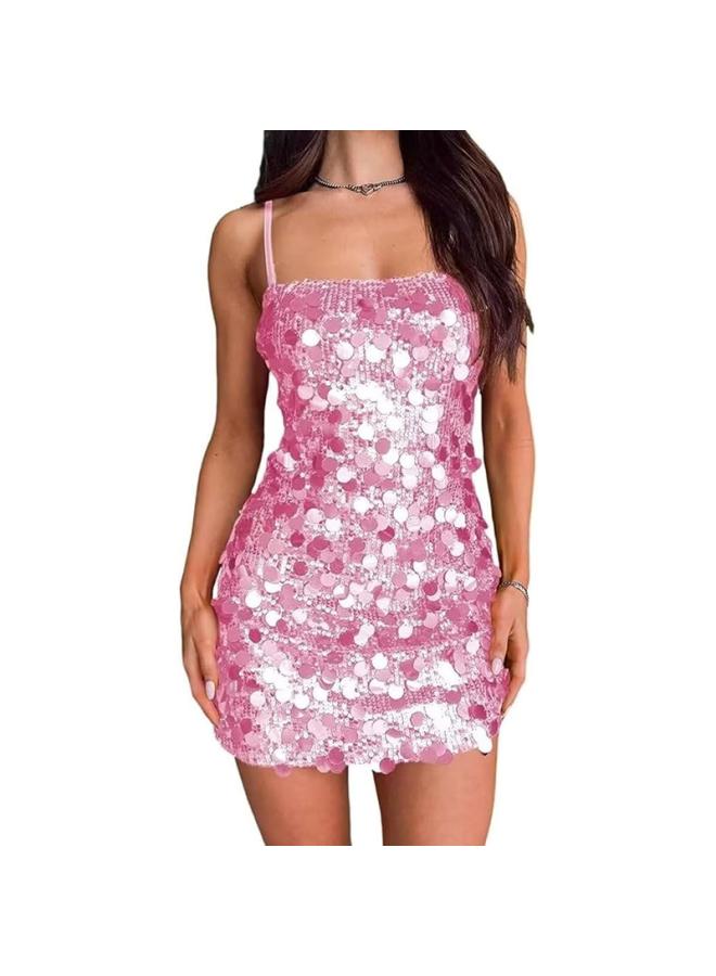European And American Women's Dress Sequin Sling Dress Banquet Party Ball Spice Girls Backless Short Hip Dress
