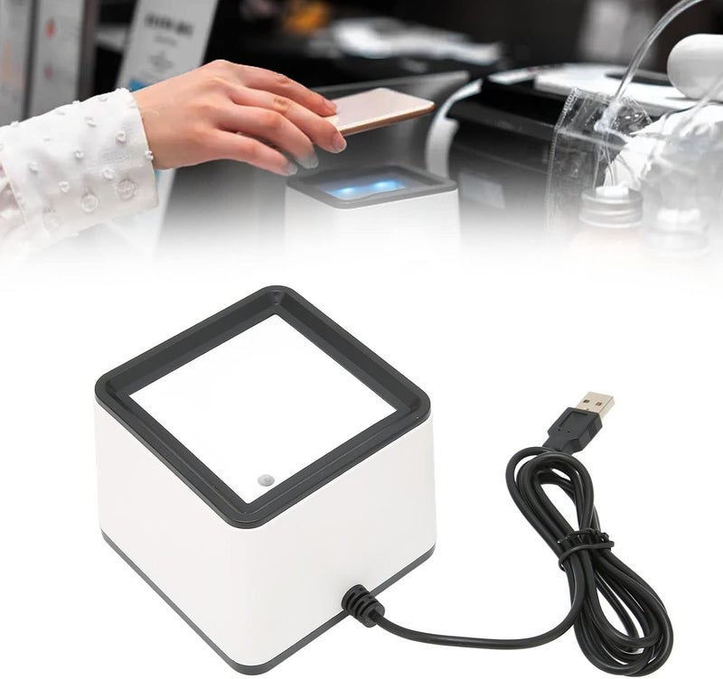 Hands Free Portable Barcode Scanner with High Accuracy Reading for Fast Scanning, Suitable for Mobile Payment, ABS Material White Color - Image 4