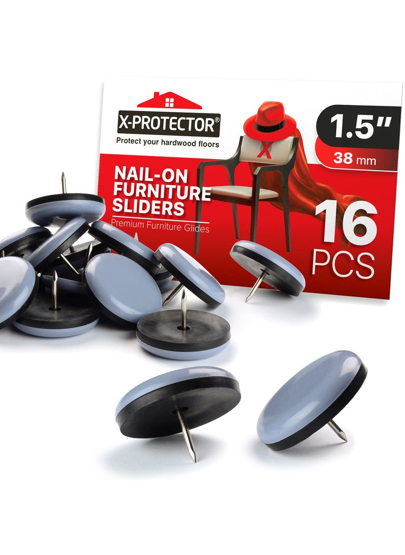 X-Protector Chair Glides XPROTECTOR  15 Furniture Glides 16 pcs  Best Nail on Furniture Sliders  Premium Chair Leg Floor Protectors  Slide Effortlessly with Chair Leg Pads That Protects Your Floor 