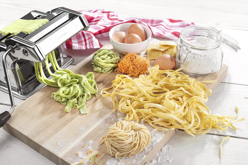 CucinaPro Pasta Maker Deluxe Set 5 pc Premium Stainless Steel Machine w Spaghetti Fettuccini Roller Angel Hair Ravioli Noodle Lasagnette Cutter Attachments- Durable Construction, Homemade Italian Dinner Party  - Image 2