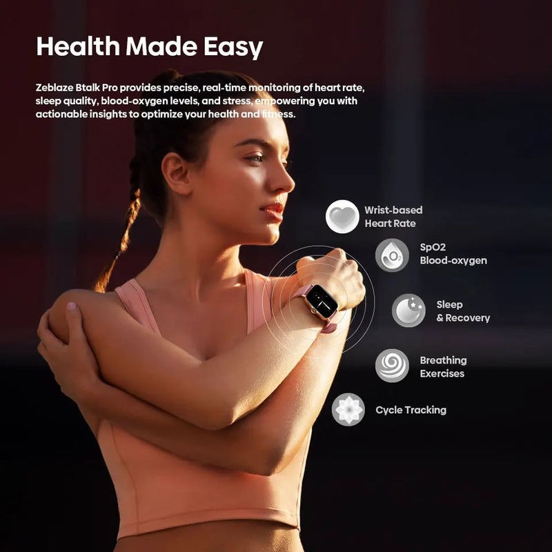 زيبليز ساعة ذكية Zeblaze Btalk PRO 1.91'' HD Big HD Display Voice Calling Smart Watch 300+ Watch Faces Health and Fitness Tracking Smartwatch, Black - Image 4