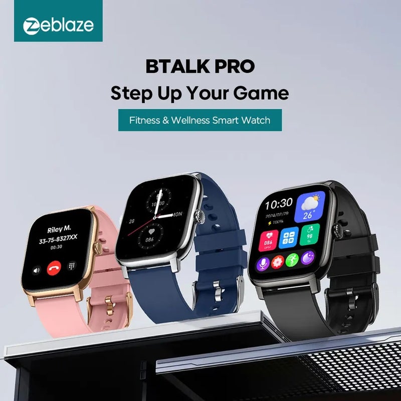 زيبليز ساعة ذكية Zeblaze Btalk PRO 1.91'' HD Big HD Display Voice Calling Smart Watch 300+ Watch Faces Health and Fitness Tracking Smartwatch, Black - Image 3