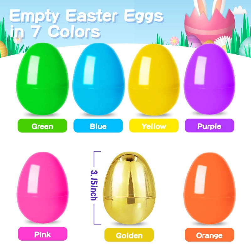 Garma 36Pcs 3.15'' Easter Eggs - Empty Bright Colors Plastic Eggs with 6 Golden Eggshell Bulks for Easter Party Favors Supplies, Easter Egg Hunt Game, Basket Stuffers Fillers, Classroom Exchange Prize - Image 3