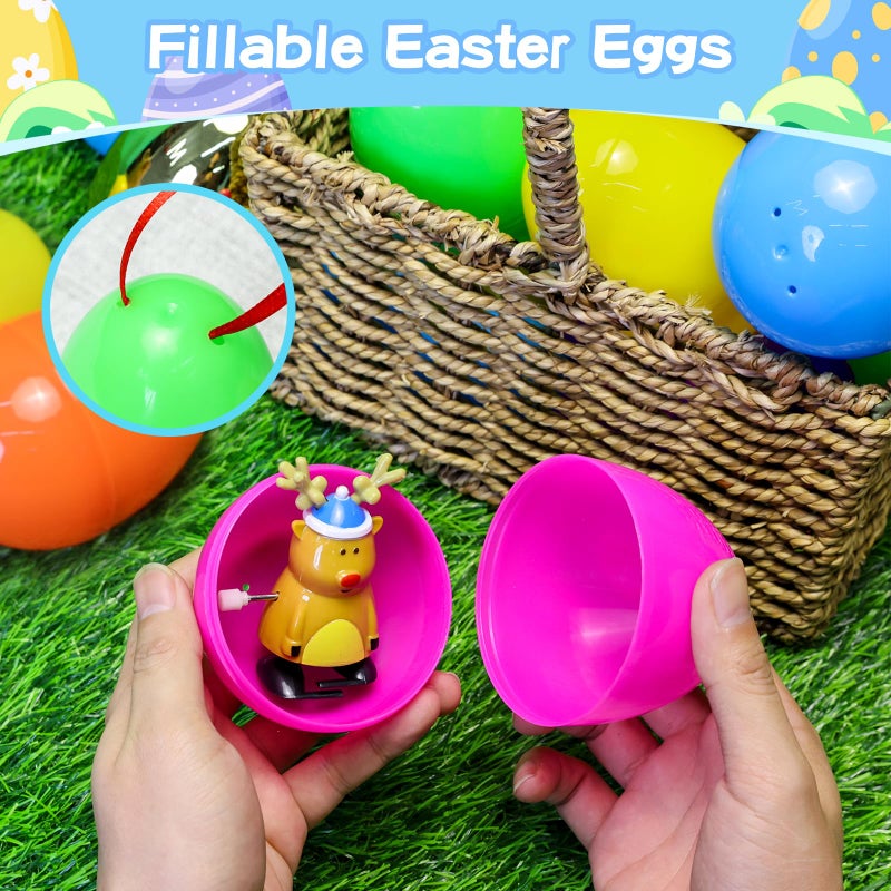 Garma 36Pcs 3.15'' Easter Eggs - Empty Bright Colors Plastic Eggs with 6 Golden Eggshell Bulks for Easter Party Favors Supplies, Easter Egg Hunt Game, Basket Stuffers Fillers, Classroom Exchange Prize - Image 4