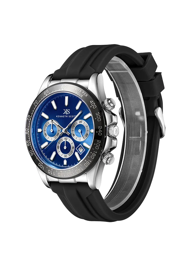 KENNETH SCOTT Men's Chrono & Multi Function Display Watch With Black Silicone Strap - K23149-SSBN