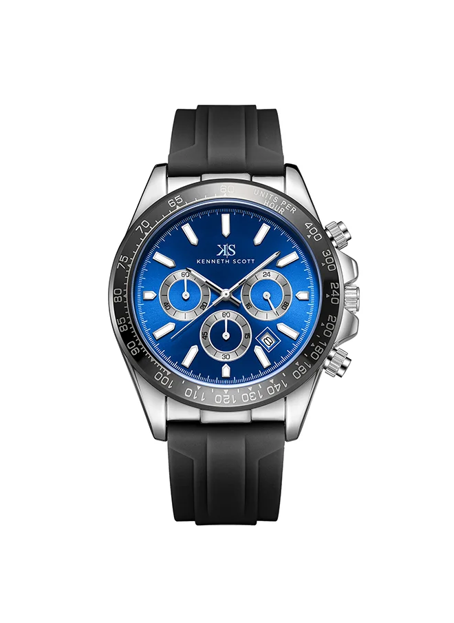 KENNETH SCOTT Men's Chrono & Multi Function Display Watch With Black Silicone Strap - K23149-SSBN