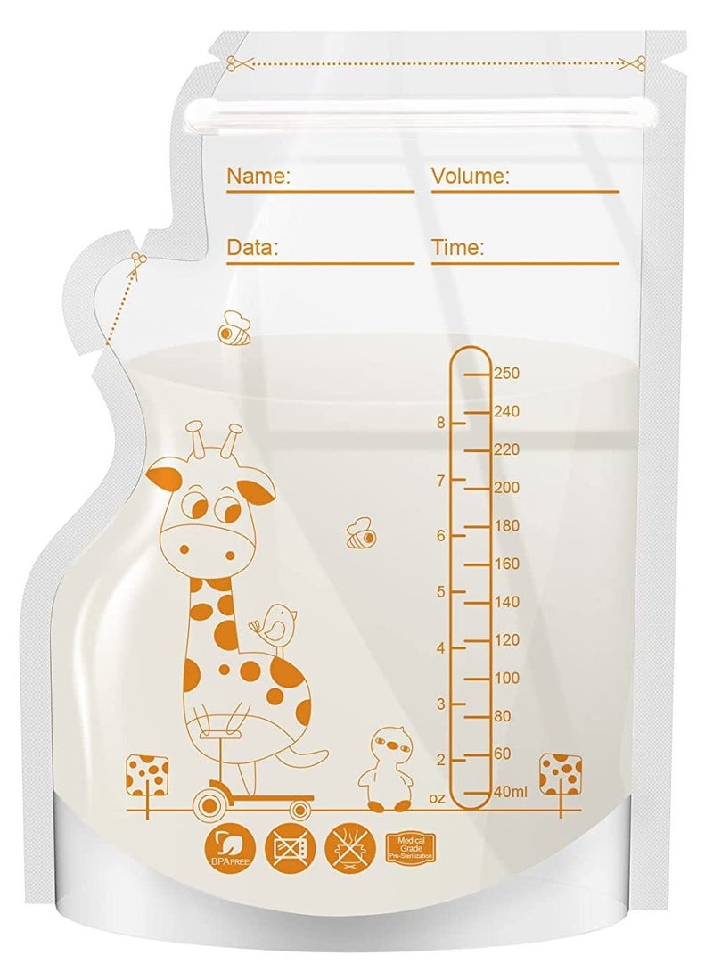 KASTWAVE Breastmilk Storage Bags, 8.5 OZ / 30 Pcs Breast Milk Storage Bags with Double Zip Lock, Self Standing, Pre-Sterilized Breast Milk Storing Containers, Space Saving Flat Profile  - Image 1
