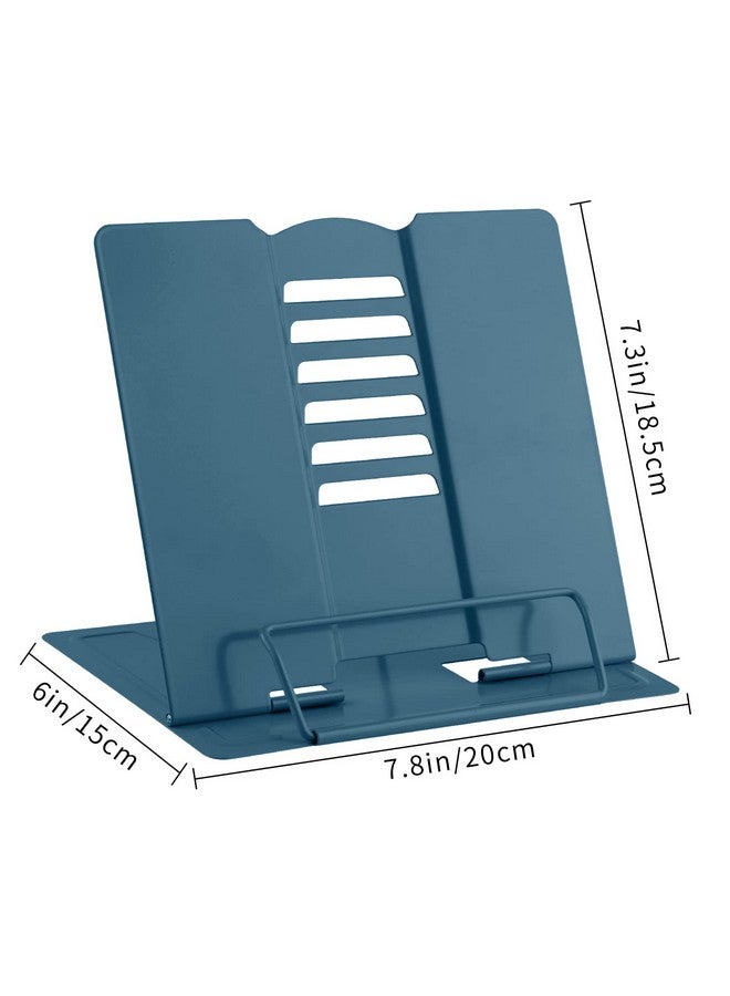 MSDADA Desk Book Stand Holder for Reading, Adjustable Cookbook Stand Metal Reading Stand for Textbooks Recipes Music Books Tablet (Morandi Navy) - Image 2