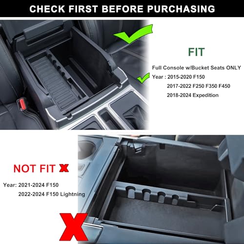 PIMCAR Compatible with Ford 2015-2020 F150, 2017-2022 F250 F350 F450, 2018-2024 Expedition Center Console Organizer Insert Tray Pallet Storage Accessories (Work Great with The Factory Tray)-One Piece - Image 3