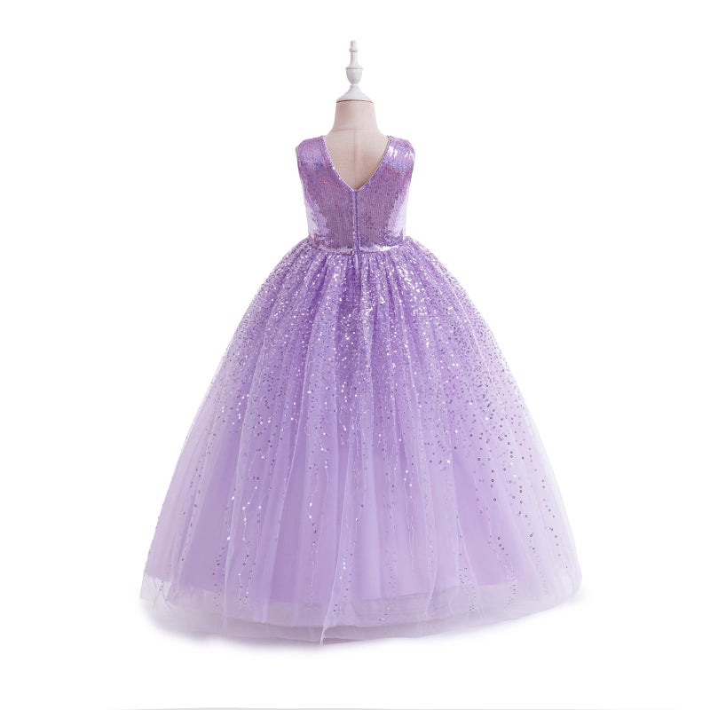 DPKM Flower Girls Sequin Dress Bridesmaid Sparkle Formal Wedding Party Birthday Kids Pageant Princess Prom Ball Gown - Image 3