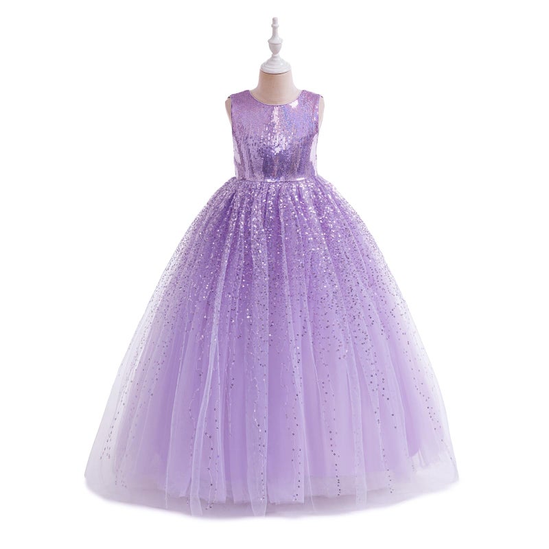 DPKM Flower Girls Sequin Dress Bridesmaid Sparkle Formal Wedding Party Birthday Kids Pageant Princess Prom Ball Gown - Image 5
