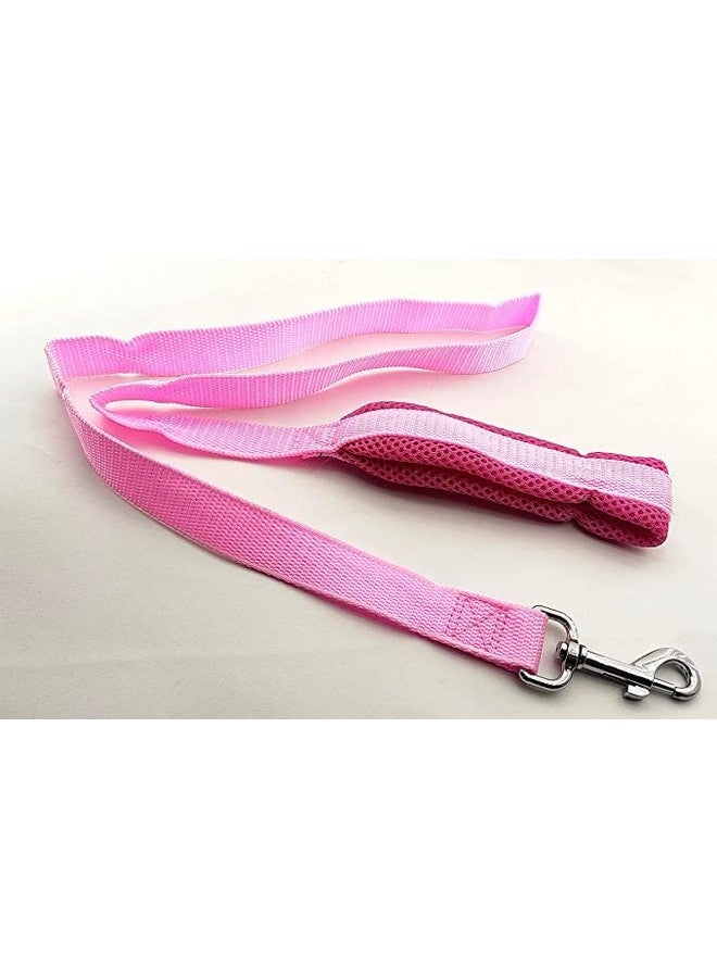 سترة مبطنة من النايلون الناعم وقابلة للتعديل مقاس 1 بوصة ومقود بمقبض طويل مثالي للمشي في الهواء الطلق/تدريب الكلاب والجراء (وردي) - Image 4