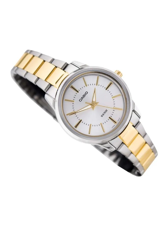 كاسيو ساعة كاسيو MTP-1303SG-7AVDF تناظرية للرجال – قرص أبيض، سوار ستانلس ستيل ثنائي اللون (فضي وذهبي)، تصميم كلاسيكي أنيق - Image 2