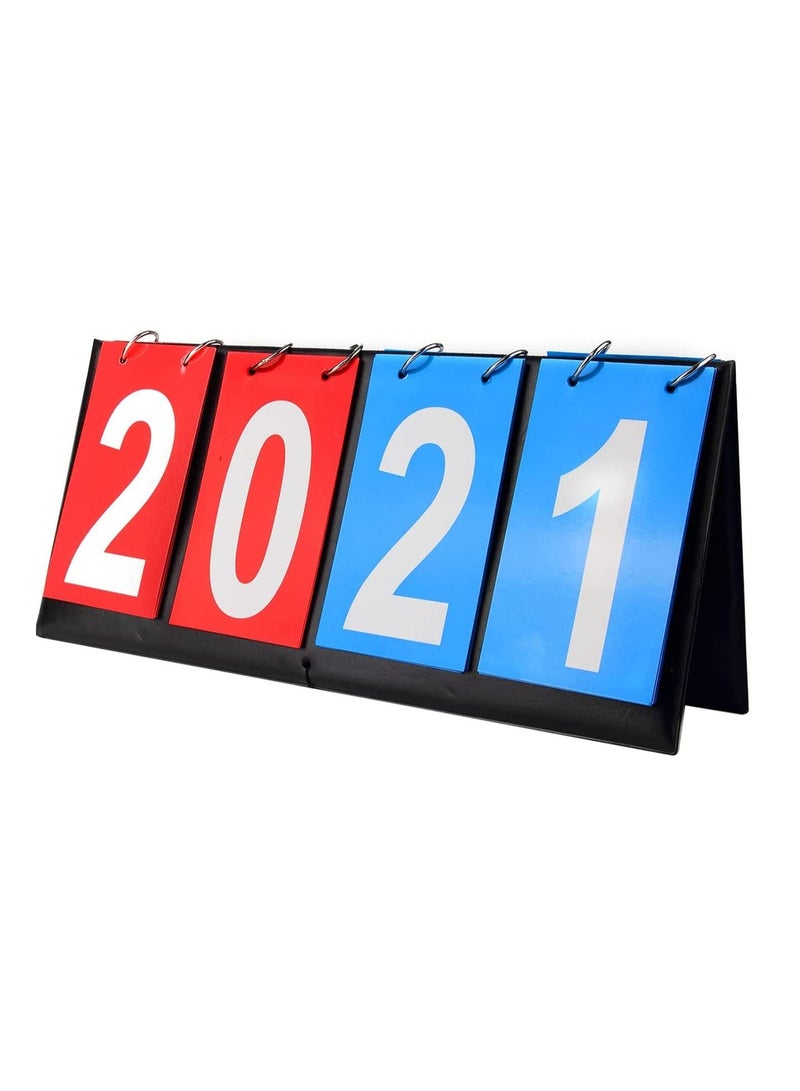 SYOSI Scoreboard 4-Digital Portable Table Top Scoreboard Flipper, Volleyball Basketball Table Tennis Sports Score Flip Scoreboard - Image 1
