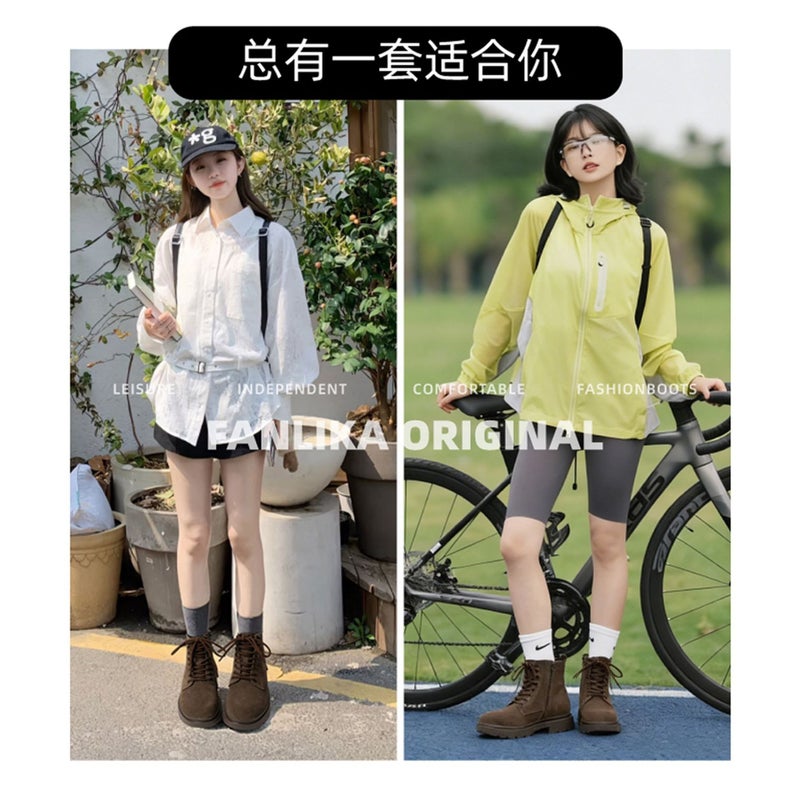 2026 Matte Leather Women's Boots - British Style Mid-Heel Flat Short Boots, 8-Hole Martin Boots with Chunky Heels - Image 4