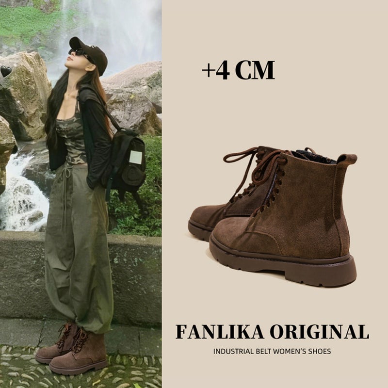 2026 Matte Leather Women's Boots - British Style Mid-Heel Flat Short Boots, 8-Hole Martin Boots with Chunky Heels - Image 2