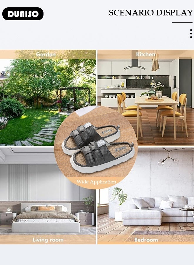 DUNISO House Bedroom Slippers Memory Foam Slippers with Thick Sole Non-Slip Soft Slippers Open Toe Bath for Men and Women Slipper House Sandals for Indoor & Outdoor - Image 3