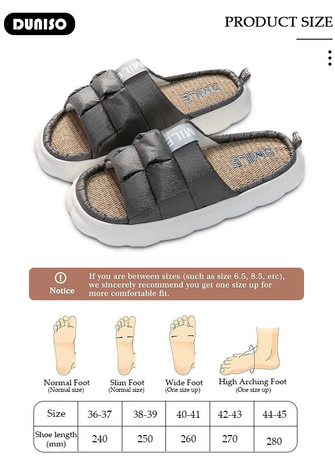 DUNISO House Bedroom Slippers Memory Foam Slippers with Thick Sole Non-Slip Soft Slippers Open Toe Bath for Men and Women Slipper House Sandals for Indoor & Outdoor - Image 2