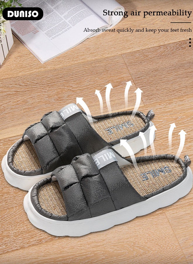 DUNISO House Bedroom Slippers Memory Foam Slippers with Thick Sole Non-Slip Soft Slippers Open Toe Bath for Men and Women Slipper House Sandals for Indoor & Outdoor - Image 4