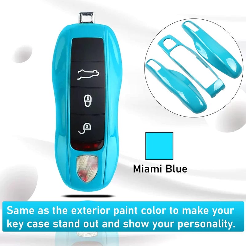 Jaronx Compatible with Porsche Key Fob Cover, Keys fob Shell Cover Compatible with Porsche Cayenne Panamera Macan Cayman 911 Accessories (Miami Blue) - Image 2