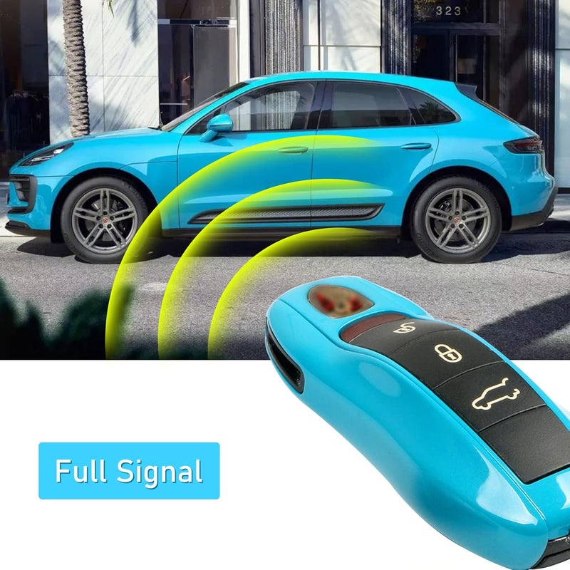 Jaronx Compatible with Porsche Key Fob Cover, Keys fob Shell Cover Compatible with Porsche Cayenne Panamera Macan Cayman 911 Accessories (Miami Blue) - Image 5