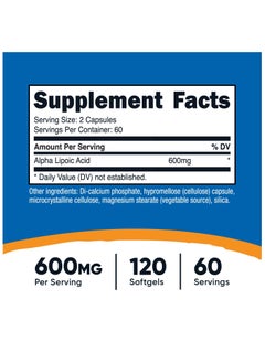 Nutricost Alpha Lipoic Acid 600mg Per Serving 120 Capsules, 60 Servings Dietary Supplement  - Image 3