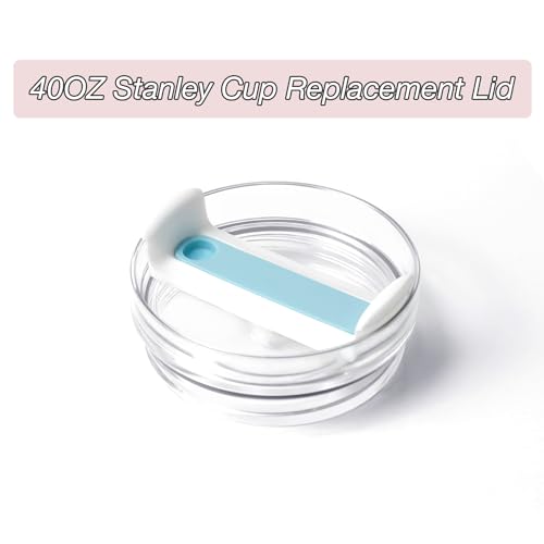Horsdo 40oz Tumbler Lid for Stanley, Spill Proof Splash Resistant Tumbler Covers,Replacement cover for Stanley Cup Accessory(2 pack) (Clear Blue, 40oz) - Image 4