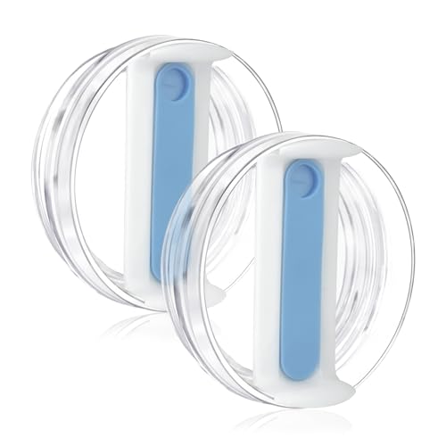 Horsdo 40oz Tumbler Lid for Stanley, Spill Proof Splash Resistant Tumbler Covers,Replacement cover for Stanley Cup Accessory(2 pack) (Clear Blue, 40oz) - Image 1