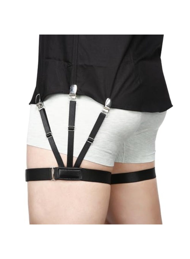Mens Shirt Stays Upgrade Adjustable Elastic Garter Military Shirts Holder with Non-slip Locking Clamps - Image 1
