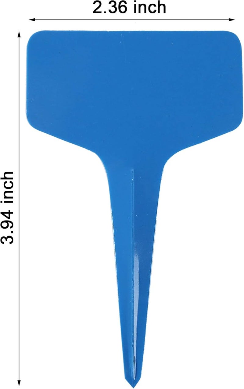 Mihey 100 Pcs T-Type Plant Labels with a Gel Pen, Waterproof Nursery Plant Tags Plastic Garden Markers, Blue, 6 x 10cm - Image 2