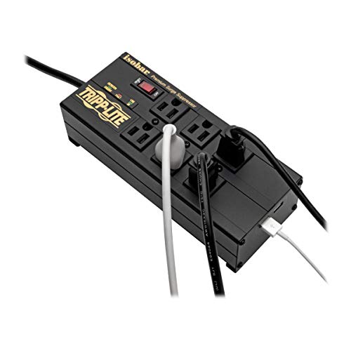 Tripp Lite Isobar 6 Outlet Surge Protector Power Strip with 2 USB Charging Ports10ft Long Cord RightAngle Plug Metal 3840 JoulesLifetime Limited Warranty 50K Insurance IBAR6ULTRAUSBBBlack - Image 3