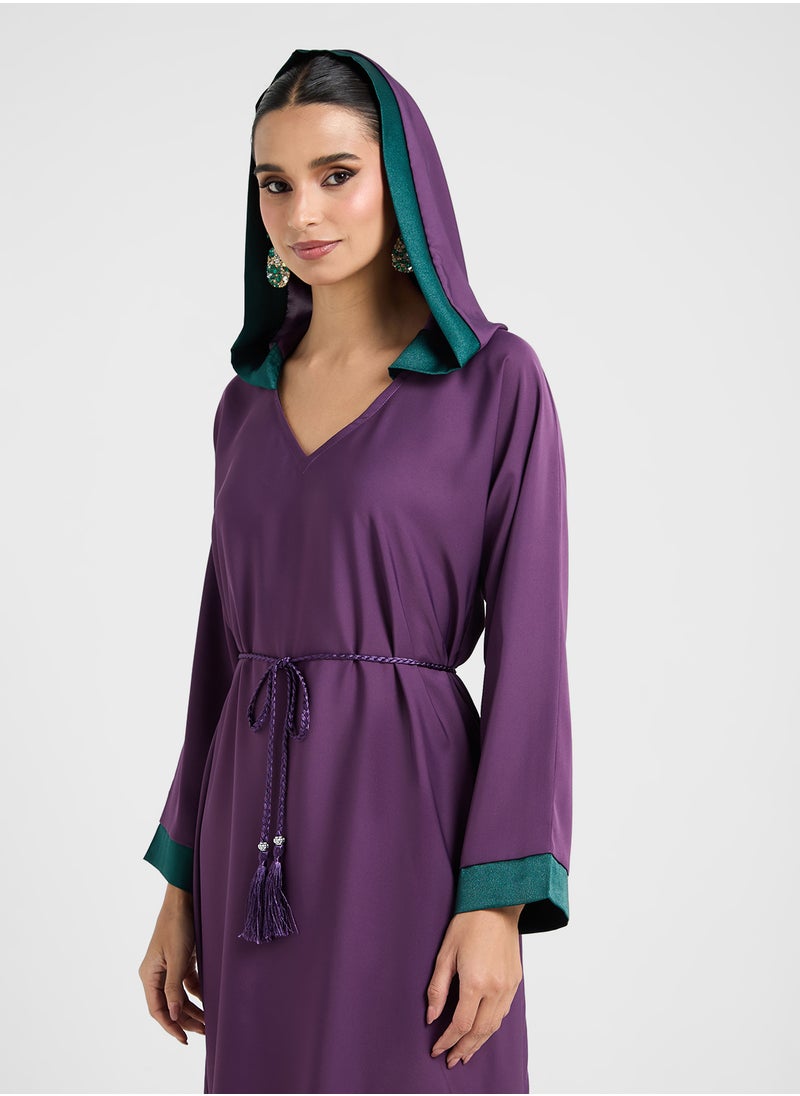 ARABIAN CLOSET Embroidered Hooded Abaya  - Image 3