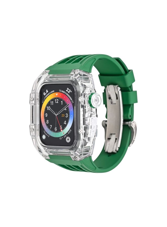BURAQ Protective Cover Fluorine Rubber Clear Watch Band Case For Apple Watch Series 8&7 45mm/SE 2&6&SE&5&4 44mm(Green)