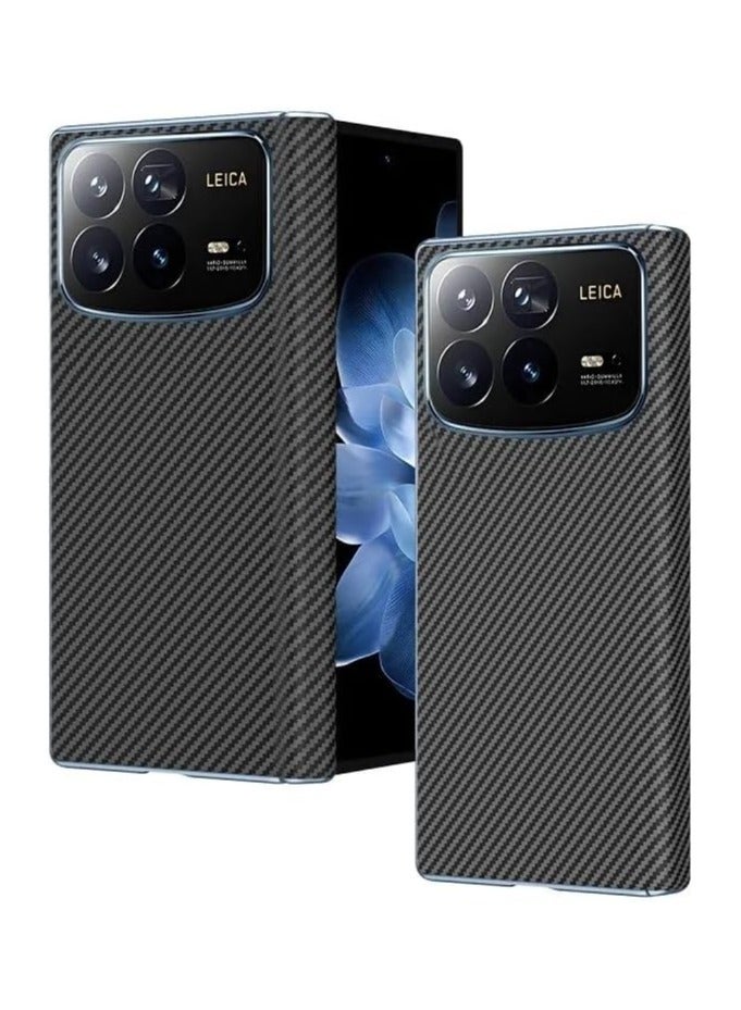 general Case Compatible with Xiaomi Mix Fold 4 Case 5G 2024, Carbon Fiber Pattern Case Electroplated Frame Hinge Protection Shockproof Protective Back Cover for Xiaomi Mix Fold 4 - Image 1