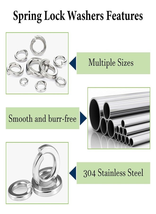 Vifmy Spring Lock Washers Kit (1000 Pack) M2 M2.5 M3 M4 M6 M8 M10 M12 Metric Lock Washers Set, 304 Stainless Steel Lock Washers For Screws - Image 2