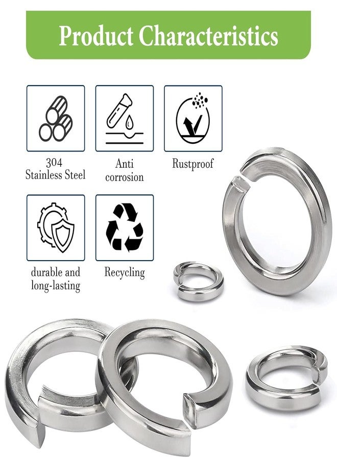 Vifmy Spring Lock Washers Kit (1000 Pack) M2 M2.5 M3 M4 M6 M8 M10 M12 Metric Lock Washers Set, 304 Stainless Steel Lock Washers For Screws - Image 4