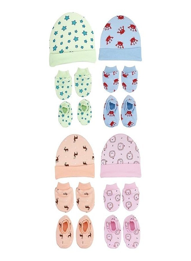 Secure Steps Baby Caps Mittes Combo (Cap Mitten Bootie Set Combo, Pack of 4, Cap Mitten Bootie Set Combo) - Image 1