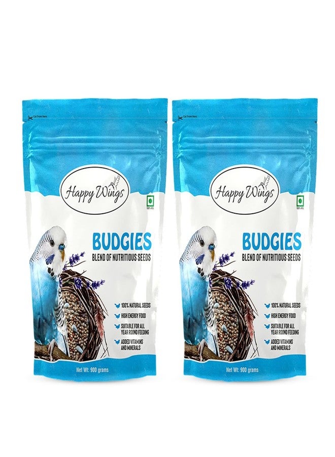 Happy Wings Mix Seed Bird Food for Budgies, Love Birds, Finches, Canaries - (900gm x 2) Pack | Premium Seed Blend | Bird Food for All Life Stages - Image 1