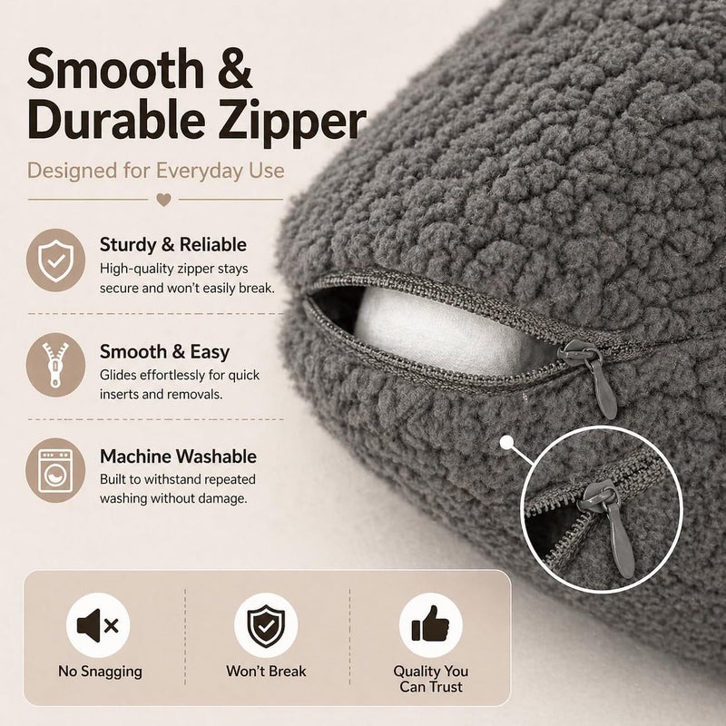 Reafort Ultra Soft Sherpa Pillowcases Pillow Covers Standard Size 20"x26" Pack of 2 with Zipper Closure (Charcoal Grey, 20”x26” Standard Sham) - Image 5