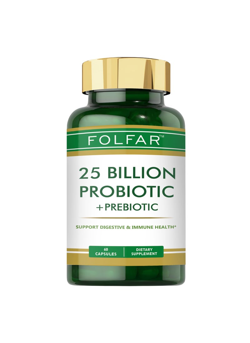 Folfar 25 Billion CFU Probiotic + Prebiotic - 60 Capsules  - Image 1