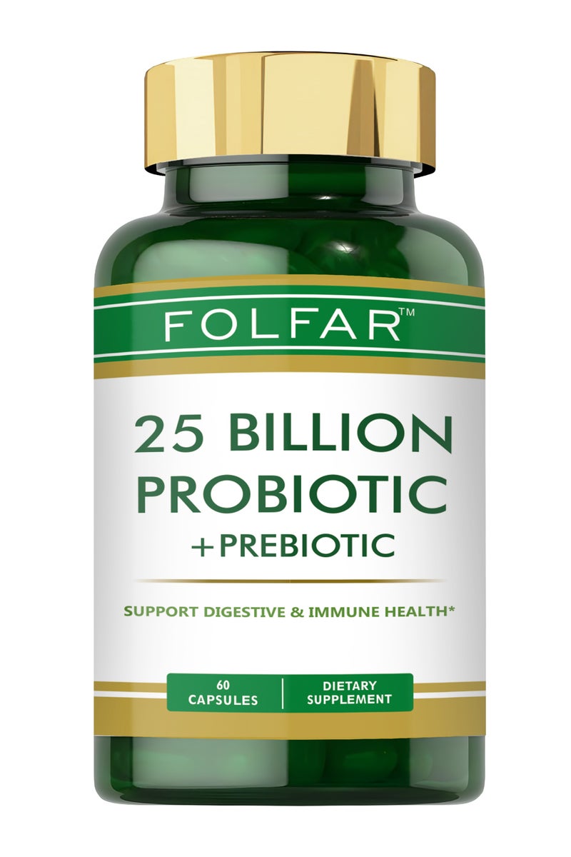Folfar 25 Billion CFU Probiotic + Prebiotic - 60 Capsules  - Image 1