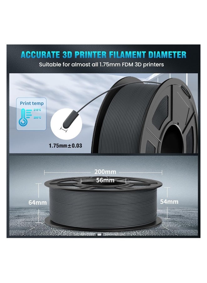 3D Printer Filament, PLA 1.75mm for Most FDM 3D Printer, High Fluidity, High-Speed Printing, Neatly Wound PLA Filament, Dimensional Accuracy +/- 0.02 mm, 1 kg Spool, Black